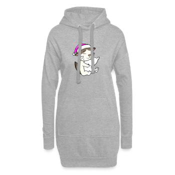 Katze Katzenrasse RagaMuffin - Hoodie-Kleid - Grau meliert - Vorne