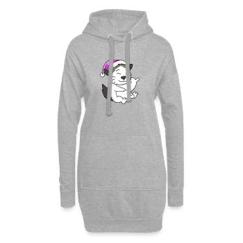 Katze Katzenrasse Ragdoll - Hoodie-Kleid - Grau meliert - Vorne