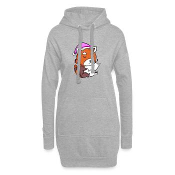 panda roux avec oreiller et bonnet de couchage - Sweat-shirt à capuche long Femme - gris chiné - Devant