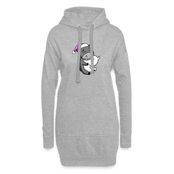 Esel mit Kissen und Schlafmütze - Hoodie-Kleid - Grau meliert - Vorne