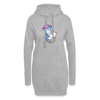 Pingouin avec oreiller - Sweat-shirt à capuche long Femme - gris chiné - Devant
