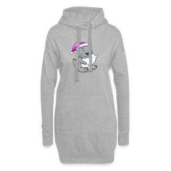 Katze Katzenrasse Britisch Kurzhaar - Hoodie-Kleid - Grau meliert - Vorne