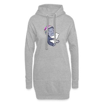 Gorille avec oreiller et bonnet de couchage - Sweat-shirt à capuche long Femme - gris chiné - Devant