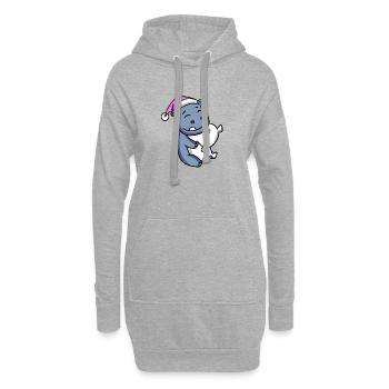 Hippo with pillow and sleeping cap - Hoodie Dress - heather grey - Front