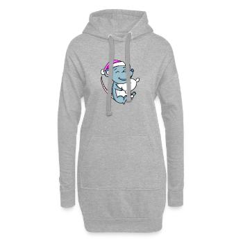 Souris avec oreiller et bonnet de couchage - Sweat-shirt à capuche long Femme - gris chiné - Devant