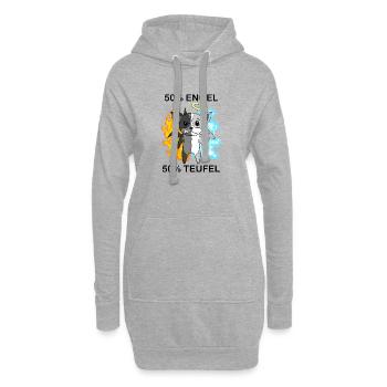 Hund Terrier - Engel und Teufel - Hoodie-Kleid - Grau meliert - Vorne