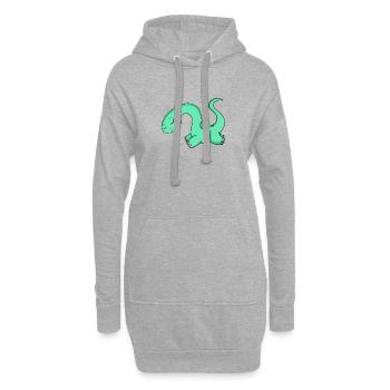 Motif de dinosaure - Sweat-shirt à capuche long Femme - gris chiné - Devant