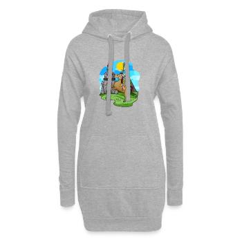 Ritter Pferd Burg für Kinder - Hoodie-Kleid - Grau meliert - Vorne