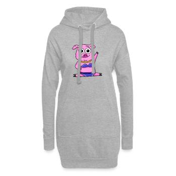 Cochon - Sweat-shirt à capuche long Femme - gris chiné - Devant