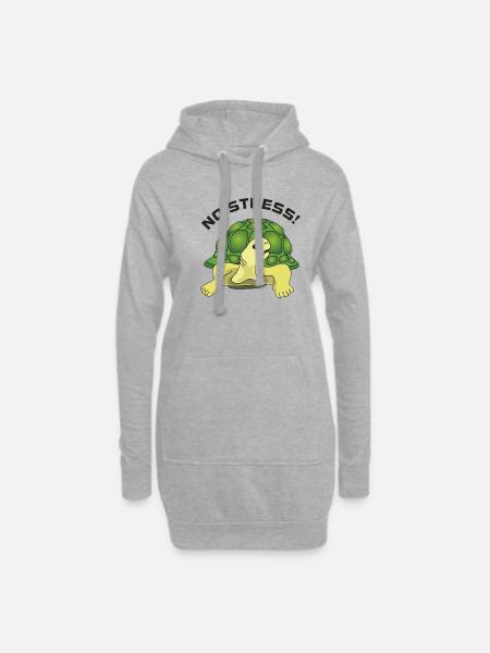 no stress - Hoodie Dress - heather grey