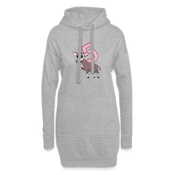Mädchen 5 Jahre alt Okapi 5. Geburtstag Geschenk - Hoodie-Kleid - Grau meliert - Vorne