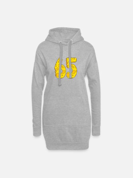65 Jahre alt - 65. Geburtstag Geschenk - 1965 - Hoodie-Kleid - Grau meliert