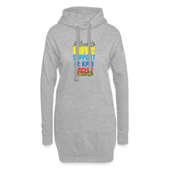 Plaidoyer Amour Soutien Accepter Soyez gentil - Sweat-shirt à capuche long Femme - gris chiné - Devant