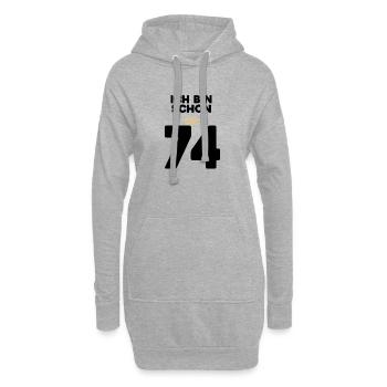 74 Geburtstag - 74 Jahre mit Krone - Hoodie-Kleid - Grau meliert - Vorne