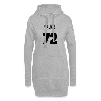 72 Geburtstag - 72 Jahre mit Krone - Hoodie-Kleid - Grau meliert - Vorne