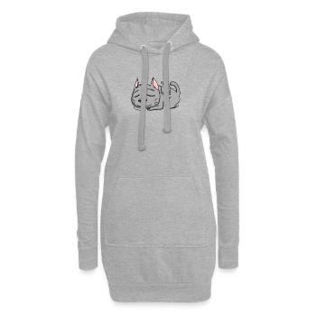 Katze mit Baby Katze - Hoodie-Kleid - Grau meliert - Vorne