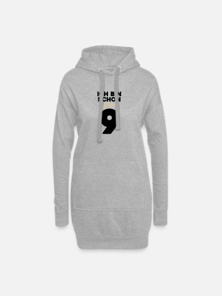 9 Geburtstag - 9 Jahre mit Krone - Hoodie-Kleid - Grau meliert