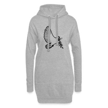 Transparente Friedenstaube mit Lorbeerzweig Friedenstaube - Hoodie-Kleid - Grau meliert - Vorne