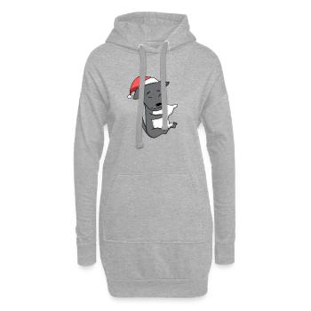 Chino éolien italien chien Noël endormi - Sweat-shirt à capuche long Femme - gris chiné - Devant