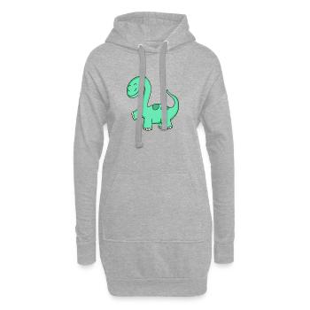 Motif de dinosaure - Sweat-shirt à capuche long Femme - gris chiné - Devant