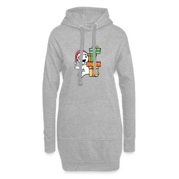 Ours polaire de Noël avec cadeaux - Sweat-shirt à capuche long Femme - gris chiné - Devant
