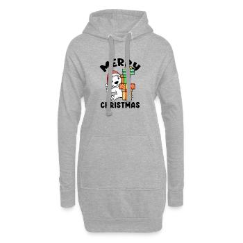 Joyeux Noël Ours polaire avec cadeaux - Sweat-shirt à capuche long Femme - gris chiné - Devant