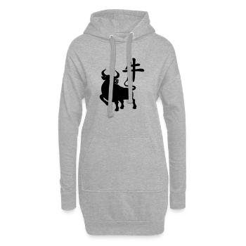 Caractère chinois OS avec image du système d’exploitation, ombre - Sweat-shirt à capuche long Femme - gris chiné - Devant