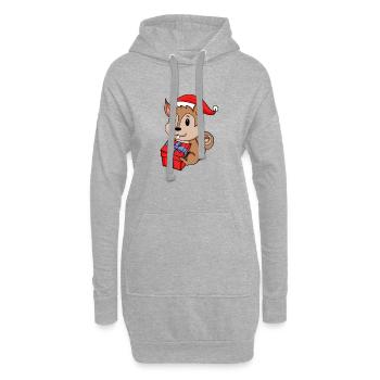 Bébé écureuil de Noël avec cadeau - Sweat-shirt à capuche long Femme - gris chiné - Devant