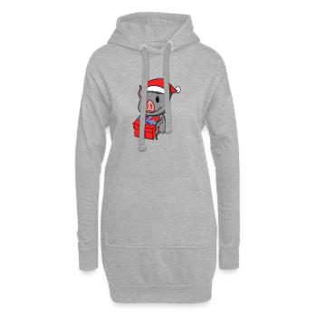 Bébé chauve-souris de Noël avec cadeau - Sweat-shirt à capuche long Femme - gris chiné - Devant