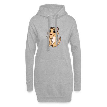 Grossesse familiale - suricate avec bébé - Sweat-shirt à capuche long Femme - gris chiné - Devant