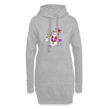 Weihnachtsmann Einhorn Motiv Weihnachten - Hoodie-Kleid - Grau meliert - Vorne