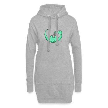 Dinosaure avec bébé dinosaure - Sweat-shirt à capuche long Femme - gris chiné - Devant