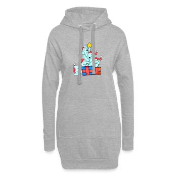 Arbre de Noël Lapin - Sweat-shirt à capuche long Femme - gris chiné - Devant