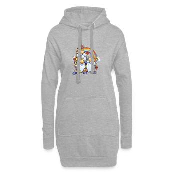 Duo Gnome Arc-en-ciel - Sweat-shirt à capuche long Femme - gris chiné - Devant