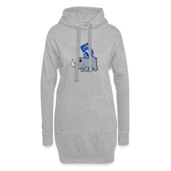 5 Jahre alt - 5. Geburtstag mit Tier Motiv - Hoodie-Kleid - Grau meliert - Vorne