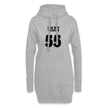 55. Geburtstag Geschenk - 55 Jahre mit Krone - Hoodie-Kleid - Grau meliert - Vorne