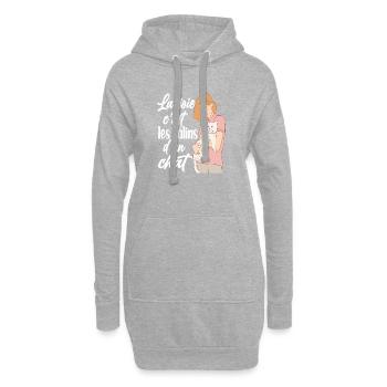la joie c'est les câlins d'un chat , chaton cat - Sweat-shirt à capuche long Femme - gris chiné - Devant