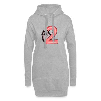 2 ans - 2ème anniversaire avec motif animal - Sweat-shirt à capuche long Femme - gris chiné - Devant