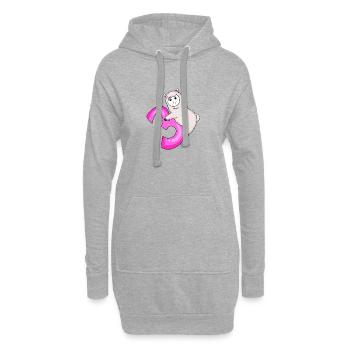 3 ans - 3ème anniversaire avec motif animal - mouton - Sweat-shirt à capuche long Femme - gris chiné - Devant