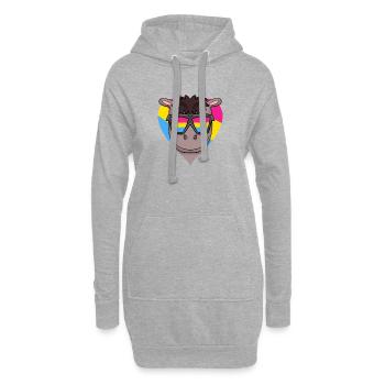 Pansexuell Pferd Herz Geschenk - Hoodie-Kleid - Grau meliert - Vorne