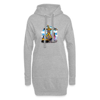 5. Geburtstag 5 Jahre Kran Baustelle Bagger Junge - Hoodie-Kleid - Grau meliert - Vorne