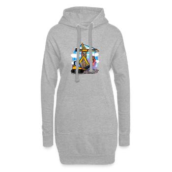 4. Geburtstag 4 Jahre Kran Baustelle Bagger Junge - Hoodie-Kleid - Grau meliert - Vorne