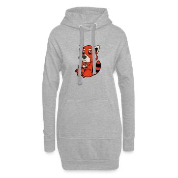 Roter Panda Familie - Roter Panda mit Baby - Hoodie-Kleid - Grau meliert - Vorne