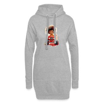 Kleines Kind mit rotem Traktor - Hoodie-Kleid - Grau meliert - Vorne