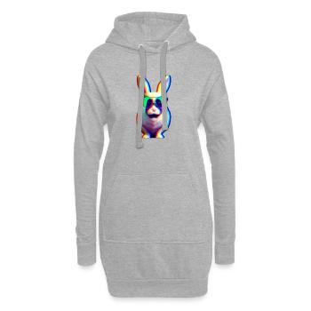 Cool Rabbit - Lapin effet glitch - Sweat-shirt à capuche long Femme - gris chiné - Devant
