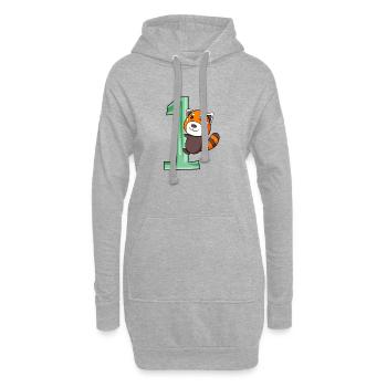 1 Geburtstag 1 Jahre alt mit Tier Motiv - Eins - Hoodie-Kleid - Grau meliert - Vorne