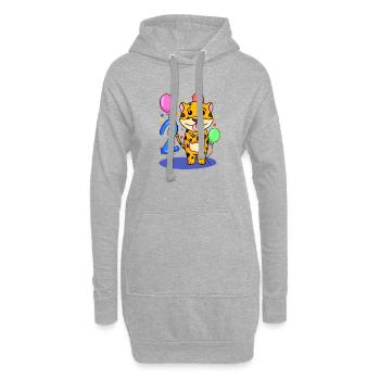 2 anniversaire 2 ans avec motif animal - deux - Sweat-shirt à capuche long Femme - gris chiné - Devant