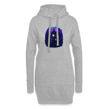Goth Anime Girl Vaporwave - Hoodie-Kleid - Grau meliert - Vorne