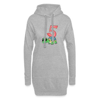5 Anniversaire 5 ans avec motif animal - cinq - Sweat-shirt à capuche long Femme - gris chiné - Devant