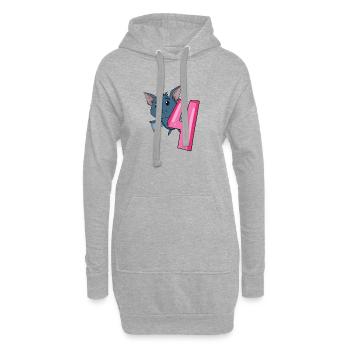 4 ans 4 ans avec motif animal - quatre - Sweat-shirt à capuche long Femme - gris chiné - Devant